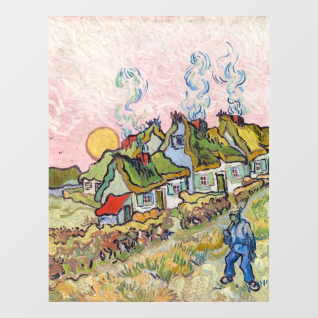 Vincent van Gogh - Häuser und Abbildung Fensteraufkleber (Blatt)