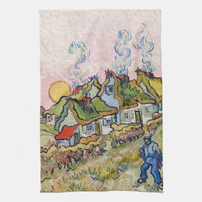 Vincent van Gogh - Häuser und Abbildung Geschirrtuch (Vertikal)