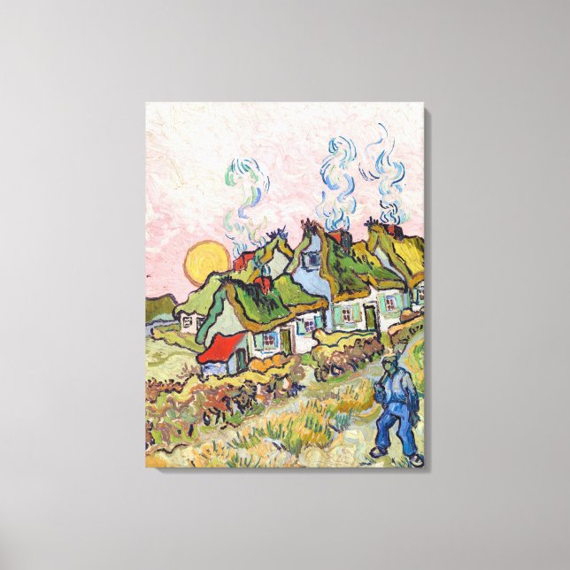 Vincent van Gogh - Häuser und Abbildung Leinwanddruck (Vorderseite)