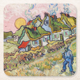 Vincent van Gogh - Häuser und Abbildung Rechteckiger Pappuntersetzer