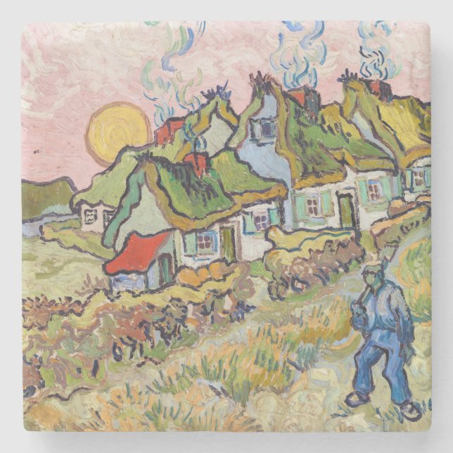 Vincent van Gogh - Häuser und Abbildung Steinuntersetzer (Vorderseite)