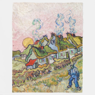 Vincent van Gogh - Häuser und Figur Fleecedecke