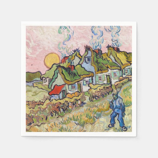 Vincent van Gogh - Häuser und Figur  Serviette (Vorderseite)