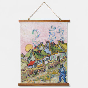 Vincent van Gogh - Häuser und Figur  Wandteppich Mit Holzrahmen