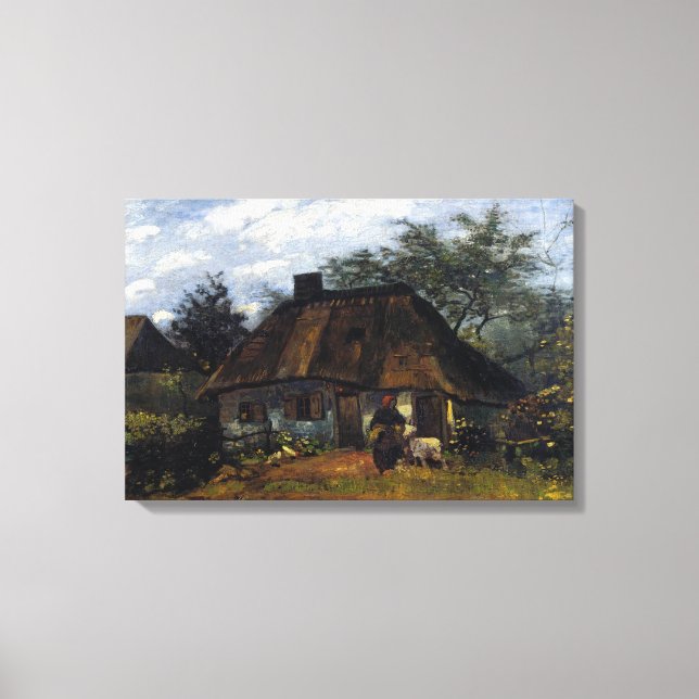 Vincent van Gogh Hütte und Frau mit Ziege Leinwanddruck (Vorderseite)
