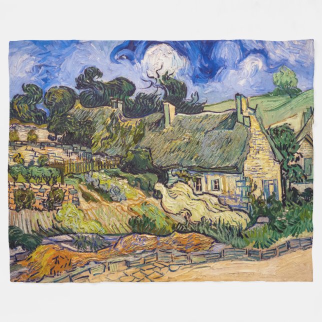 Vincent Van Gogh - Hütten in Cordeville Fleecedecke (Vorderseite (Horizontal))