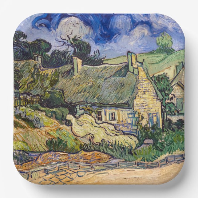 Vincent Van Gogh - Hütten in Cordeville Pappteller (Vorderseite)