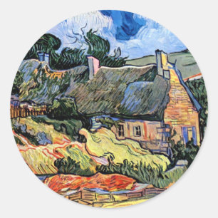 Vincent Van Gogh - Hütten in Cordeville Runder Aufkleber