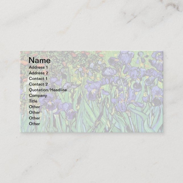 Vincent Van Gogh - Ire - Blume Lover Fine Art Visitenkarte (Vorderseite)