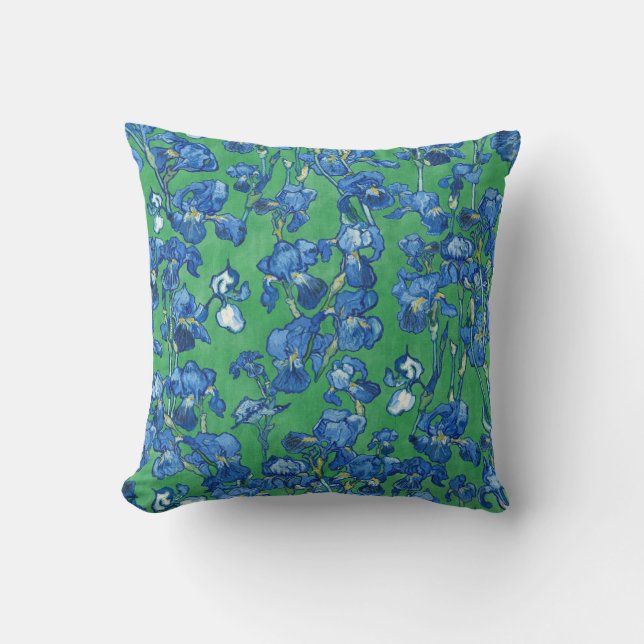 Vincent Van Gogh Irises Cobalt Blue Emerald Green Kissen (Vorderseite)