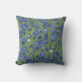 Vincent Van Gogh Irises Cobalt Blue Fern Green Kissen