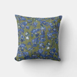 Vincent Van Gogh Irises Cobalt Blue Olive Green Kissen