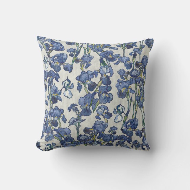 Vincent Van Gogh Irises Cobalt Blue Stone White Kissen (Vorderseite)