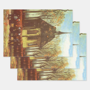 Vincent van Gogh - Kapelle in Nuenen, Kirchgänger Geschenkpapier Set