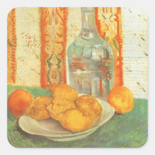 Vincent van Gogh - Karaffe und Zitronen auf einem Quadratischer Aufkleber