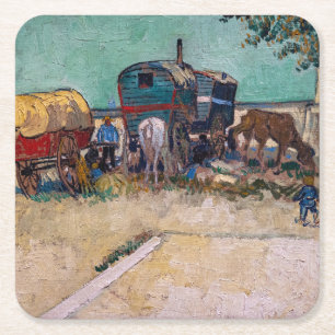 Vincent Van Gogh - Karawanen, Zigeunerlager bei Ar Rechteckiger Pappuntersetzer