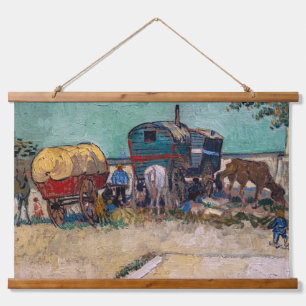 Vincent van Gogh - Karawanen, Zigeunerlager bei Ar Wandteppich Mit Holzrahmen