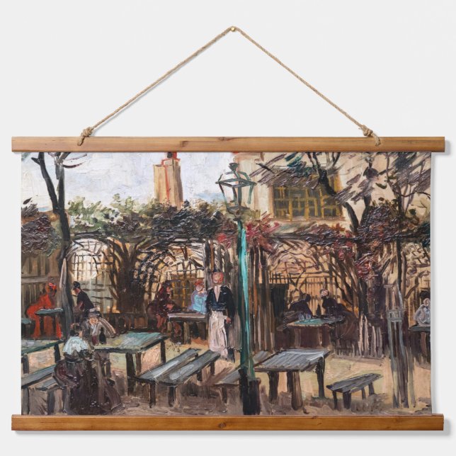 Vincent Van Gogh - La Guinguette auf Montmartre Wandteppich Mit Holzrahmen (Vorne)