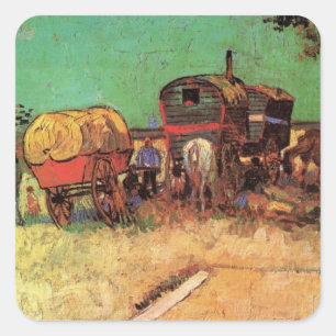 Vincent van Gogh - Lager der Zigeuner Karawanen Quadratischer Aufkleber
