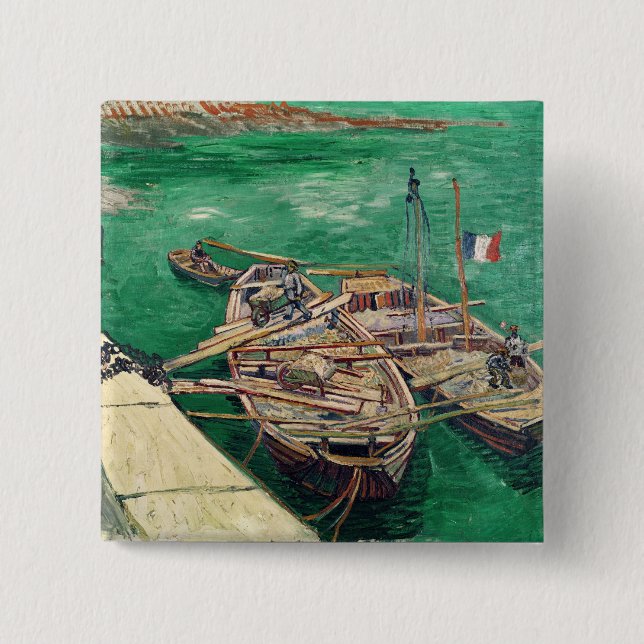 Vincent van Gogh | landenBühne mit Booten, 1888 Button (Vorderseite)
