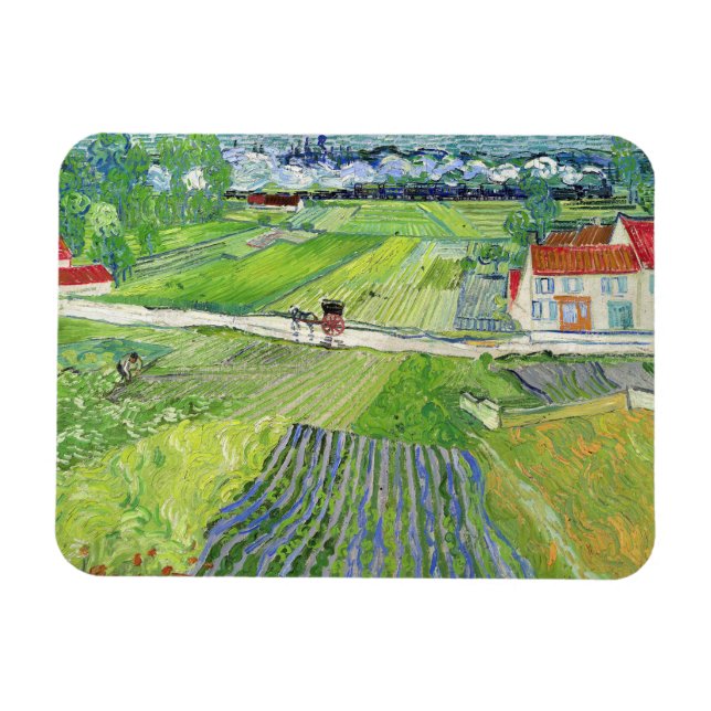 Vincent van Gogh - Landscape with Carriage & Train Magnet (Horizontal)