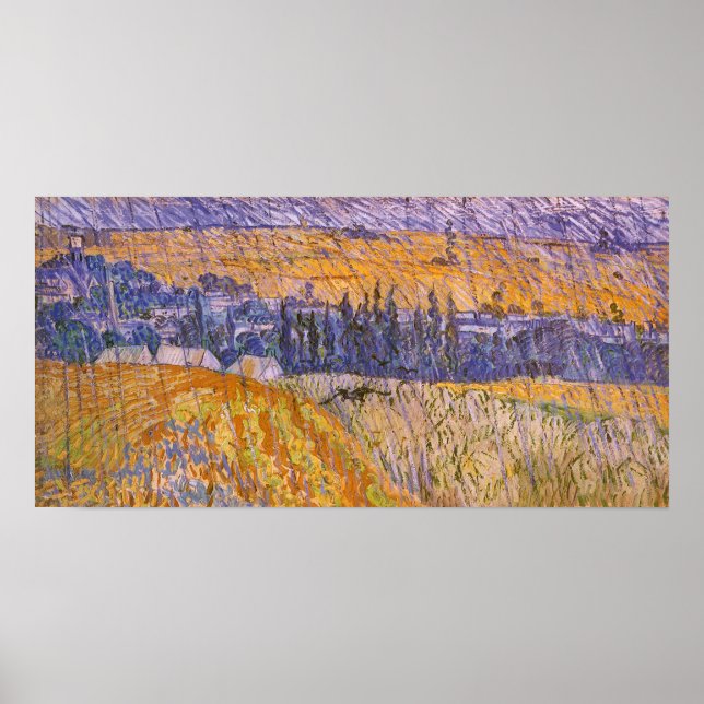 Vincent van Gogh - Landschaft bei Auvers im Regen Poster (Vorne)