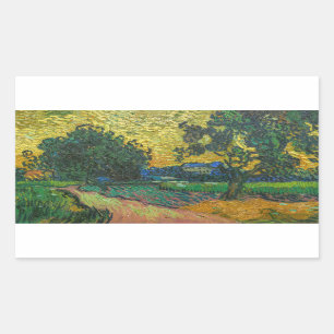 Vincent van Gogh - Landschaft bei Dämmerung Rechteckiger Aufkleber
