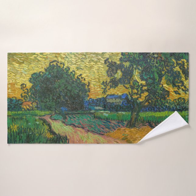 Vincent van Gogh - Landschaft bei Twilight Badhandtuch Set (Badehandtuch)