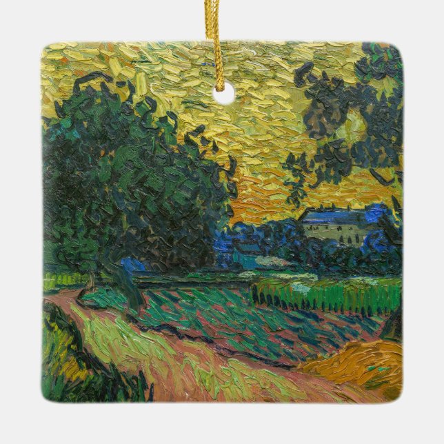 Vincent van Gogh - Landschaft bei Twilight Keramikornament (Vorderseite)