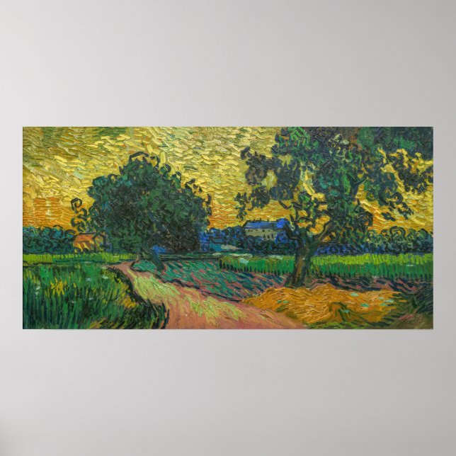 Vincent van Gogh - Landschaft bei Twilight Poster (Vorne)