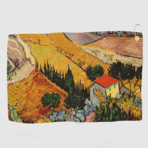 Vincent van Gogh - Landschaft, Haus und Pflüger Golfhandtuch