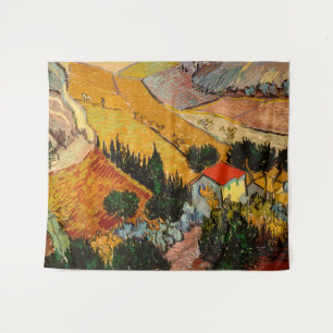 Vincent van Gogh - Landschaft, Haus und Pflüger Wandteppich