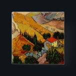 Vincent van Gogh - Landschaft, Haus und Plowman Button<br><div class="desc">Landschaft mit Haus und Plowman / Tal mit Plowman Seen von oben - Vincent van Gogh,  1889</div>