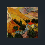Vincent van Gogh - Landschaft, Haus und Plowman Button<br><div class="desc">Landschaft mit Haus und Plowman / Tal mit Plowman Seen von oben - Vincent van Gogh,  1889</div>