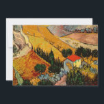 Vincent van Gogh - Landschaft, Haus und Plowman Dankeskarte<br><div class="desc">Landschaft mit Haus und Plowman / Tal mit Plowman Seen von oben - Vincent van Gogh,  1889</div>