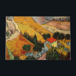 Vincent van Gogh - Landschaft, Haus und Plowman Fußmatte<br><div class="desc">Landschaft mit Haus und Plowman / Tal mit Plowman Seen von oben - Vincent van Gogh,  1889</div>