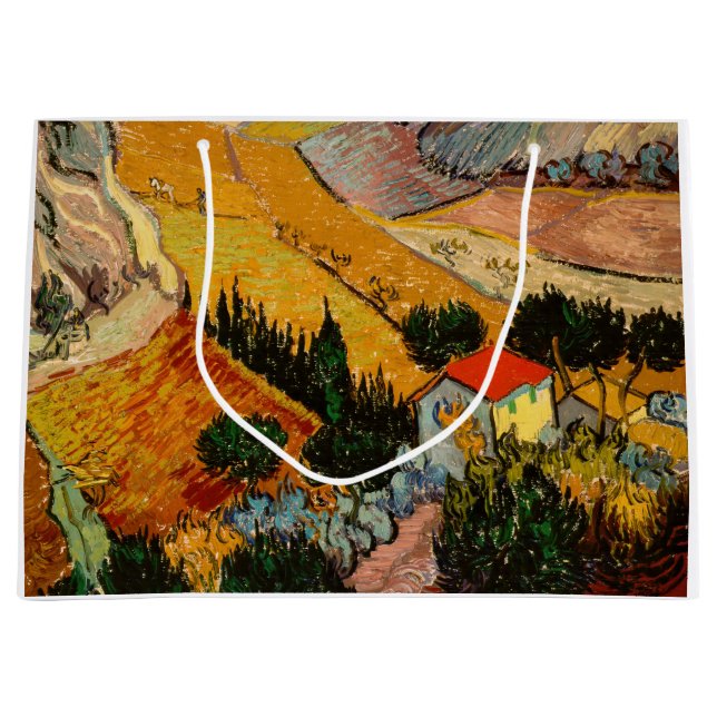 Vincent van Gogh - Landschaft, Haus und Plowman Große Geschenktüte (Vorderseite)