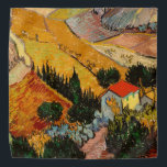 Vincent van Gogh - Landschaft, Haus und Plowman Halstuch<br><div class="desc">Landschaft mit Haus und Plowman / Tal mit Plowman Seen von oben - Vincent van Gogh,  1889</div>