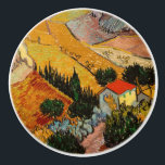 Vincent van Gogh - Landschaft, Haus und Plowman Keramikknauf<br><div class="desc">Landschaft mit Haus und Plowman / Tal mit Plowman Seen von oben - Vincent van Gogh,  1889</div>