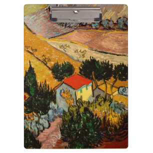 Vincent van Gogh - Landschaft, Haus und Plowman Klemmbrett