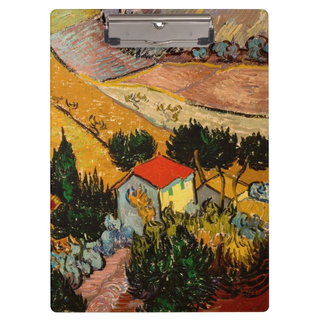 Vincent van Gogh - Landschaft, Haus und Plowman Klemmbrett (Vorderseite)