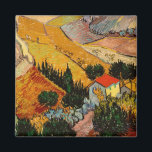 Vincent van Gogh - Landschaft, Haus und Plowman Magnet<br><div class="desc">Landschaft mit Haus und Plowman / Tal mit Plowman Seen von oben - Vincent van Gogh,  1889</div>
