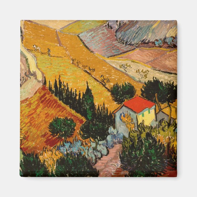 Vincent van Gogh - Landschaft, Haus und Plowman Magnet (Vorne)