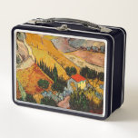 Vincent van Gogh - Landschaft, Haus und Plowman Metall Brotdose<br><div class="desc">Landschaft mit Haus und Plowman / Tal mit Plowman Seen von oben - Vincent van Gogh,  1889</div>