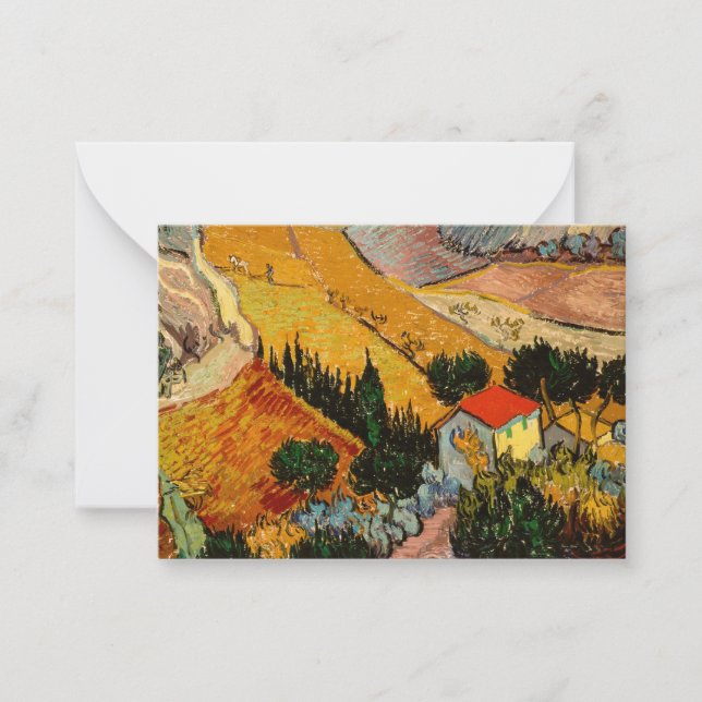Vincent van Gogh - Landschaft, Haus und Plowman Mitteilungskarte (Vorderseite)