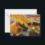 Vincent van Gogh - Landschaft, Haus und Plowman Mitteilungskarte<br><div class="desc">Landschaft mit Haus und Plowman / Tal mit Plowman Seen von oben - Vincent van Gogh,  1889</div>