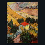 Vincent van Gogh - Landschaft, Haus und Plowman Notizblock<br><div class="desc">Landschaft mit Haus und Plowman / Tal mit Plowman Seen von oben - Vincent van Gogh,  1889</div>