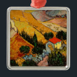 Vincent van Gogh - Landschaft, Haus und Plowman Ornament Aus Metall<br><div class="desc">Landschaft mit Haus und Plowman / Tal mit Plowman Seen von oben - Vincent van Gogh,  1889</div>