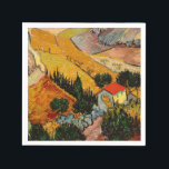 Vincent van Gogh - Landschaft, Haus und Plowman Serviette<br><div class="desc">Landschaft mit Haus und Plowman / Tal mit Plowman Seen von oben - Vincent van Gogh,  1889</div>