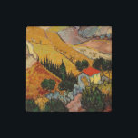 Vincent van Gogh - Landschaft, Haus und Plowman Steinmagnet<br><div class="desc">Landschaft mit Haus und Plowman / Tal mit Plowman Seen von oben - Vincent van Gogh,  1889</div>